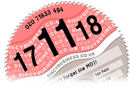 Sample of a car tax reminder disc from Discy Business
